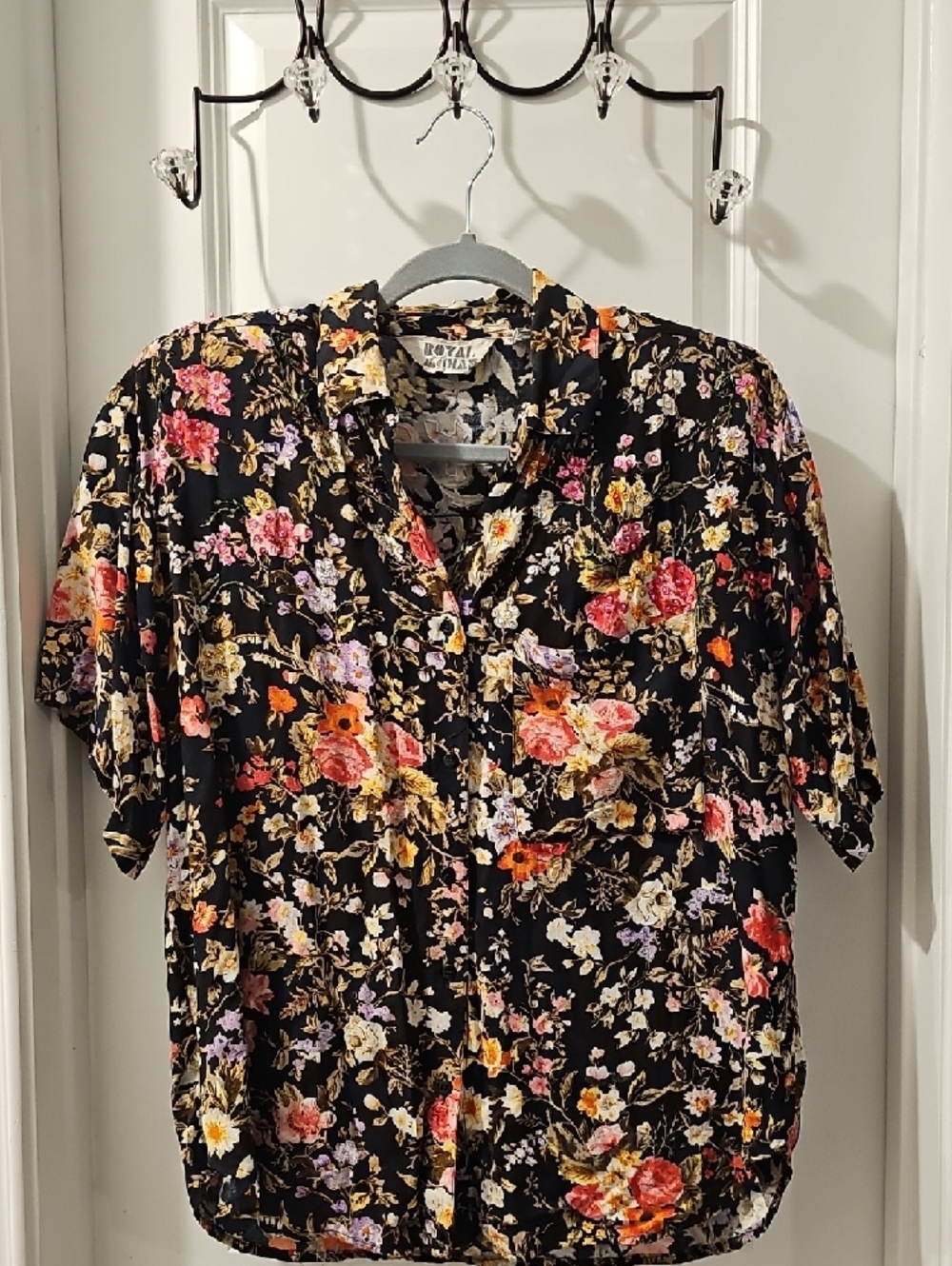 80s Vintage Floral Button-Down Shirt